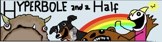 The header imagery gives a glimpse of what's to come at Hyperbole and a Half.
