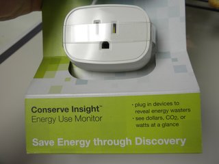 Finding My Latent Energy Use - Photo 2 of 4 - A detail of the energy-use monitor in its packaging before we opened it up and ran through the house plugging in our electronics.