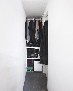 Communal Living on a Budget in Brooklyn - Photo 10 of 13 - Every leftover space was put to use. Here, a narrow slot behind the structure allows just enough room for a tight walk-in closet.