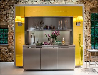 Bright and cheery, the Primary Kitchen combines the stainless steel of the Duality Kitchen and the color of the Library Kitchen.