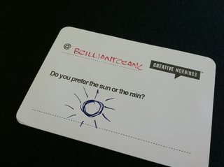 Here, a picture of host Greg Storey's name tag.
