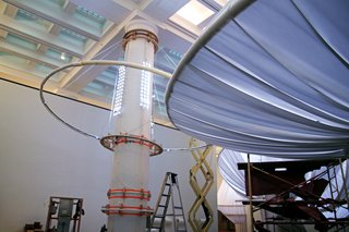 "What we wanted to do with the columns is break up this height and scale with these forms as well," Lukyanov explains, "Where you have this overhead cover to provide more of an intimate gathering space."