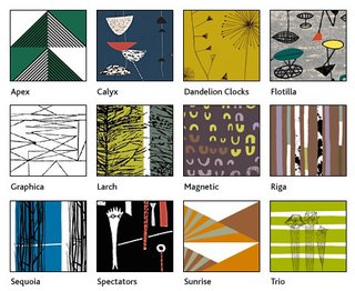 The Centre for Advanced Textiles’ gallery of reproduced textiles by 1950s designers Lucienne Day, Robert Stewart and Sylvia Chalmers. Image via The Centre for Advanced Textiles.