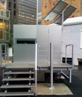 Building the Maxon House: Week 4 - Photo 1 of 6 - We were visiting our old stomping grounds, NYC, for a late summer vacation when I had the chance to stop by the MoMa for a show on prefabs. This little office / studio resonated greatly with me in terms of what it delivered in a small space. This would later inspire discussions about how we'd design my future studio/office space. The exhibit was an excellent education on the past, present and future of prefab.