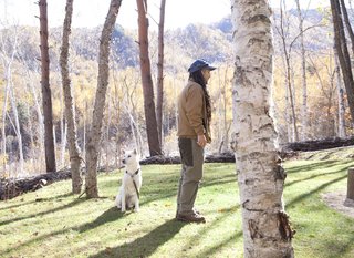 Hideaki and Goo the dog scout the scene.