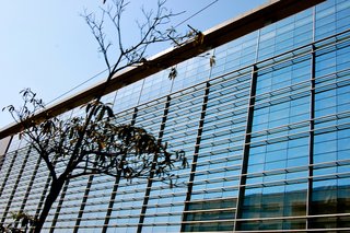 IBM's building in Pune is has a striking glass facade. New glass buildings, hotels and offices, are being built all over.