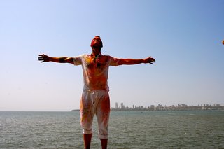 After a day of celebrating I walked, covered in paint, along the water.