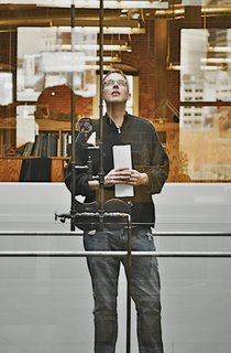 The author stops to check out the skylight. Photo by Thor Radford.