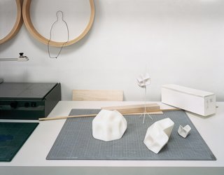 "I get a lot of assignments from companies who want something based on Scandinavian tradition, but with a fresh kind of poetry." says Monica Förster. She’s currently developing a series of floor lamps, one of which will be made from resin-molded fabric when final.