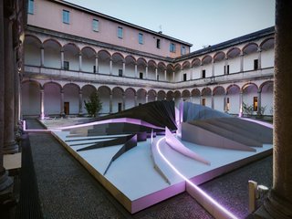 Zaha Hadid's Milan Installation - Photo 2 of 5 - A view of the installation from under the arcade of the State University in Milan.