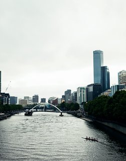 The Yarra River cuts right through town, as seen from this view from Swanston Bridge.