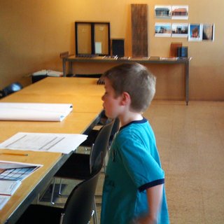 Building the Maxon House: Week 12 - Photo 5 of 11 - Jack checks out the plans and paperwork in advance of our meeting at Olson Kundig Architects. He's always been passionate about engineering and design and has been a frequent participant in the entire process.