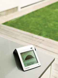 In the kitchen, an SMA Sunny Beam solar monitor displays the number of kilowatts generated. Though the monitor doesn’t display real-time energy consumption, the family often operates in the negative. "It helps us understand what’s going on and seeing it reminds us to be energy-conscious," David says.