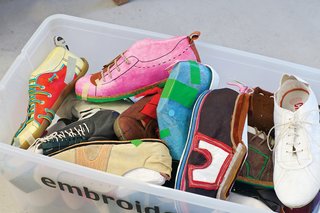 Other pieces in her studio include A Tribute to Camper from 2009.