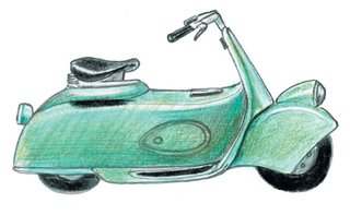 Un'Introduzione al Disegno Italiano - Photo 15 of 61 - 1943<br><br>Moto Piaggio 5 scooter debuts.