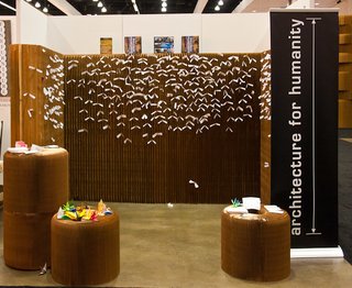 Best DOD Shots - Photo 3 of 3 - This photo, by Barry Schwartz, is of Architecture for Humanity's booth at Dwell on Design. The wall is by Molo and the tiny white slips of paper are wishes affixed thereto.