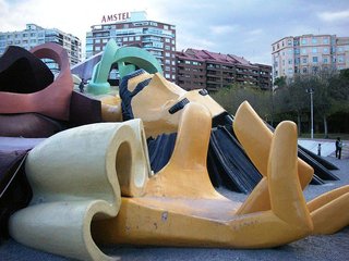 Playgrounds Worth A Trip - Photo 1 of 8 - Parque Gulliver in Valencia, Spain, is a monumental play sculpture depicting the moment that Gulliver is captured by the Lilliputians. His legs and arms are stairs, his waistcoat and hair are giant slides, his sleeves are caves, and the ropes that tie him down become climbers for your own Lilliputs. The base of his hat thoughtfully provides a place for tired parents to rest in the shade. <br><br>Image via Wikimedia Commons