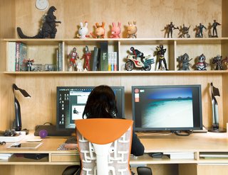 An Atypical Modern Home in Southern California - Photo 12 of 15 - In the cheerily outfitted office, a Herman Miller Embody chair lets Shino stay comfortable on business calls that can last for hours.