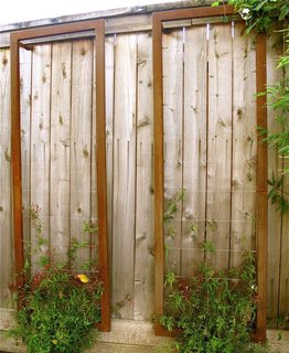 The two wall trellises were inspired by "Parisian vertical gardens, tapestries, and tightrope walkers," Asher writes on the company's website.