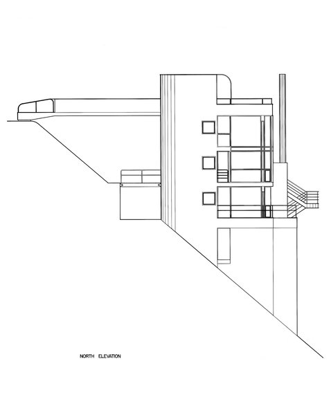 An original plan illustrates the extreme slope of the site.