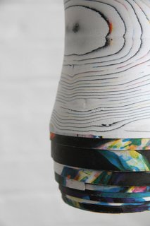 Recycled Paper Lights - Photo 2 of 3 - A close-up of the resulting pendant, as seen in Dezeen's pop-up gallery in London.