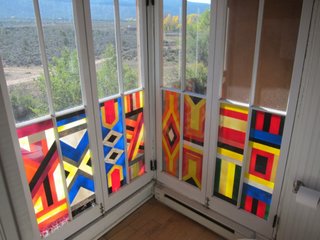 Friday Finds 11.04.11 - Photo 1 of 8 - This window painting by English writer D.H. Lawrence at the Mabel Luhan house in New Mexico has a geometric bent.