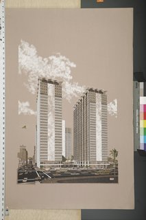 This heroic view of the Hollywood Suites at Sunset and Vine in Los Angeles is indicative of Diniz’s style—epic architecture rising out of the surrounding bustle.