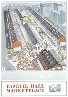 Moving back to large-scale work, Diniz was chosen to render Boston's Faneiul Hall Marketplace, a massive public shopping and gathering place just off the Freedom Trail.
