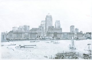 Here's another view of the Canary Wharf project, this time looking across the Thames.