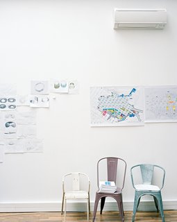Modern French Design: Normal Studio - Photo 1 of 12 - Incarnations of the iconic A chair by Tolix occupy a corner of the studio.