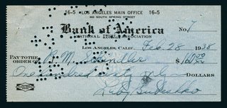 This piece of ephemera started it all: Bubeshko's first check to Schindler, which kicked off the design process.