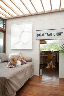The compact living area is just off the kids’ room.