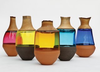 Pia Wüstenberg - Photo 1 of 2 - Pia Wüstenberg’s Stacked Vessels combine three different materials in a single vase.