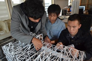 The Making of Screenplay: Part 4 - Photo 1 of 5 - The physical model, like the final installation, is broken down into smaller sections with each section consists of four vertical units.