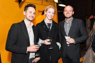 Artist Joe Brittain and his wife ighting designer Bec Brittain with lighting designer Alexander Williams of Rich Brilliant Willing at Dwell's Light & Energy Party.