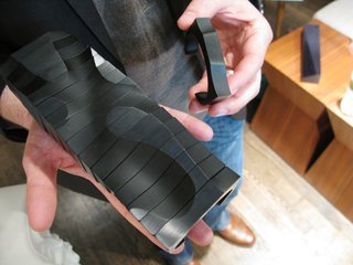 ICFF 2012 : Design Milk Presents - Photo 5 of 13 - Post WWII, Neal Feay Company created personalized bracelets for retailers such as Neiman Marcus. On a visit to Neal Feay, Ascalon and McSwain found an example of this era of the company's history: A bracelet engraved with the name Bonnie. <br><br>Brad Ascalon holds their homage to both this discovery and to a part of the company's history: a set of 16 bracelets named "Bonnie."