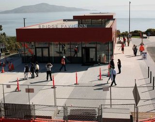 The new 3,500 square foot Bridge Pavilion stands on the San Francisco side of the Golden Gate Bridge.