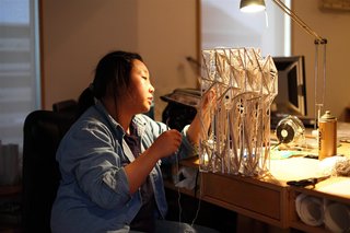 The Making of Screenplay: Part 9 - Photo 7 of 7 - Our staff is finishing the physical model. The physical model is now being used outside in the field to understand the paths of the rope in each section. Photo by Clifford Ho.