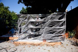 The Making of Screenplay: Week 11 - Photo 4 of 7 - Roping and tightening one of the modules. Photo by Clifford Ho.