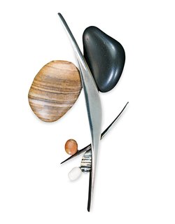 Imagine if Moholy-Nagy Made Jewelry - Photo 2 of 3 - A 1964 pin De Patta made from sterling silver and beach pebbles.