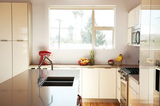 In the kitchen, she splurged on a Karbon faucet from Kohler.