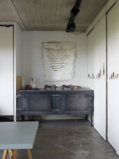 Downstairs, in what was formerly a tractor garage, Leen created a felt-making studio and hangout space that she calls, in her creative English-as-a-third-language way, "the chill room of me."