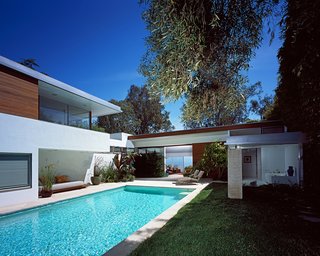 A Neutra Renovation in Los Angeles - Photo 4 of 6 - The addition references the main house in materiality and function. "We did not want to simply copy the existing elements, so we explored and investigated different levels of faithfulness to the existing structure, from a very near emulation to a much more contemporary approach that would only quote the previous architecture in some key aspects," Grueneisen says.