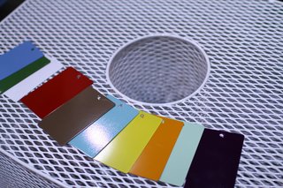 Half13's outdoor pieces can be powder coated with a spectrum of bright hues.