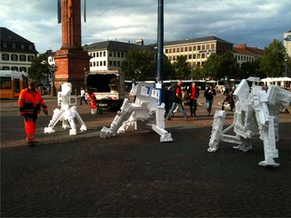 Radical Sustainability with Mitchell Joachim - Photo 2 of 7 - Waste as Source: Mitchell's Rapid Re(f)use takes one week's worth of e-waste and creates sculptural creatures—in the vein of Pixar's Wall-E—and displays them in a public square in Germany. "It's the best way to get people talking and asking questions," says Joachim. "Is it art, or trash?"