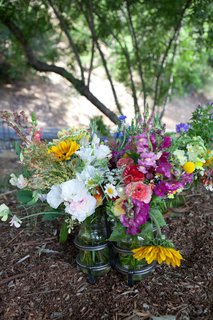 The fruits of their labors: beautiful cut flowers, which Silverlake Farms sells at local farmers' markets in signature iron-and-glass jars.