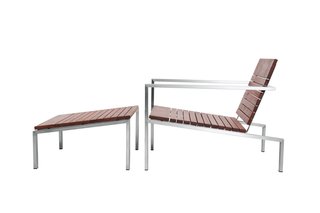 Sunken Outdoor Fire Pit - Photo 2 of 2 - Edwin Blue’s Rise lounge chair and ottoman are made from FSC-certified machiche and polished stainless steel.