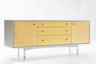 New Furniture from Egg Collective - Photo 3 of 12 - This brass credenza ($7,600) is one of the collective's first pieces. The warm metal has seen a surge in popularity, especially this year as designers experimented with ways to make modern design feel fresh.<br><br>"We looked at a lot of modernism and a lot of postmodernism during our education. Our teachers armed us with the ability to design clean, simple, functional objects and we still intend to do so; however, like previous generations of designers, we are beginning to find our own voice for our own time," says Ellis.