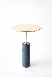 New Furniture from Egg Collective - Photo 5 of 12 - The Hawley side table ($1,850) has a hexagonal solid brass top and a base made from pietra cardosa marble. Use solo or group a fleet together to form a honeycomb-like coffee table.