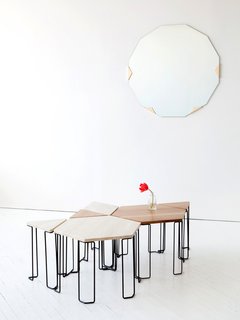 New Furniture from Egg Collective - Photo 6 of 12 - The Bradford table plays to the theme of individual pieces that can be grouped as a whole. Prices range from $610 for the triangular wood-topped table to $1,290 for the stone hexagon; the bases are blackened steel.